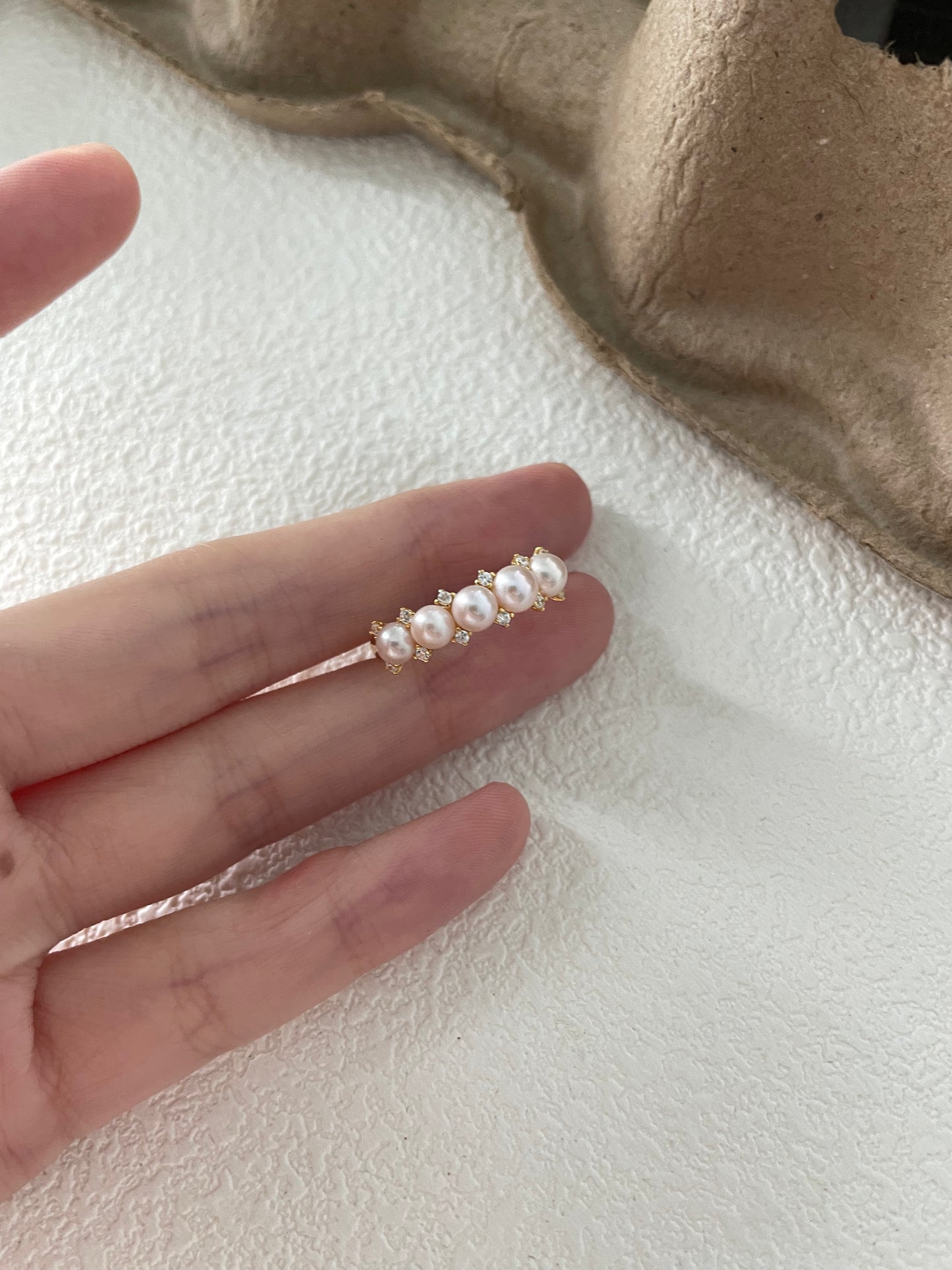 排钻珍珠戒指