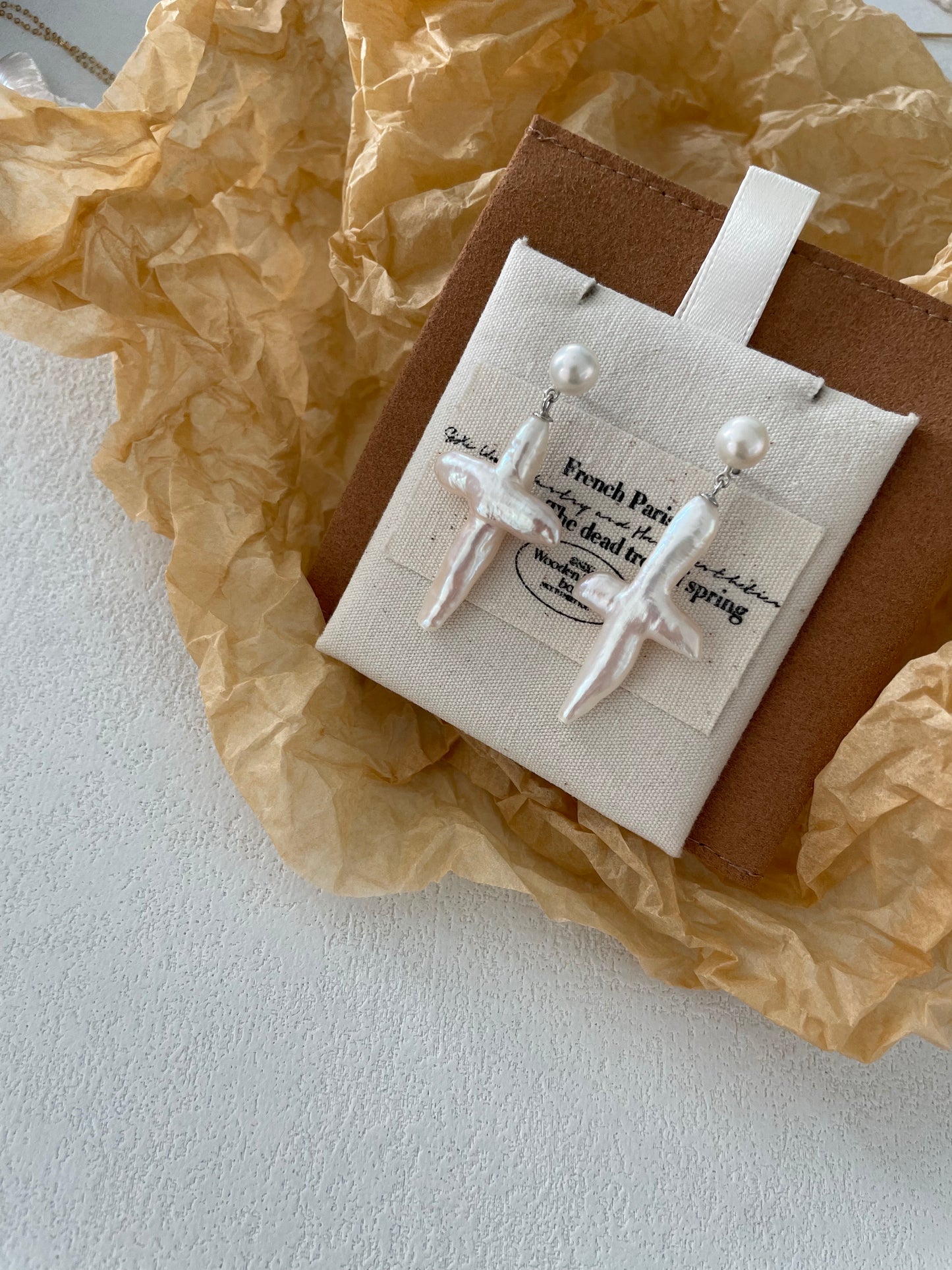 十字架珍珠耳环